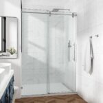 68-73" W X 76" H Frameless Single Sliding Shower Door with 3/8" (10mm) Clear Tempered Glass, Shatter-Resistant Film