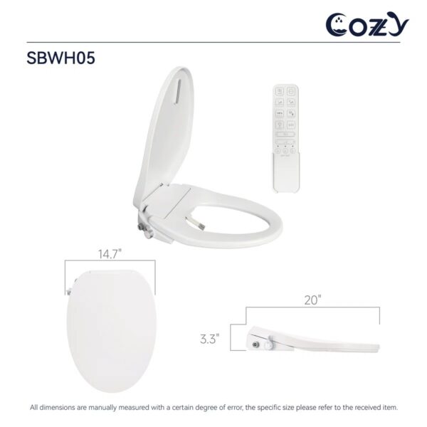 COZY Electric Elongated Bidet Toilet Seat with Self-Cleaning Dual Nozzle