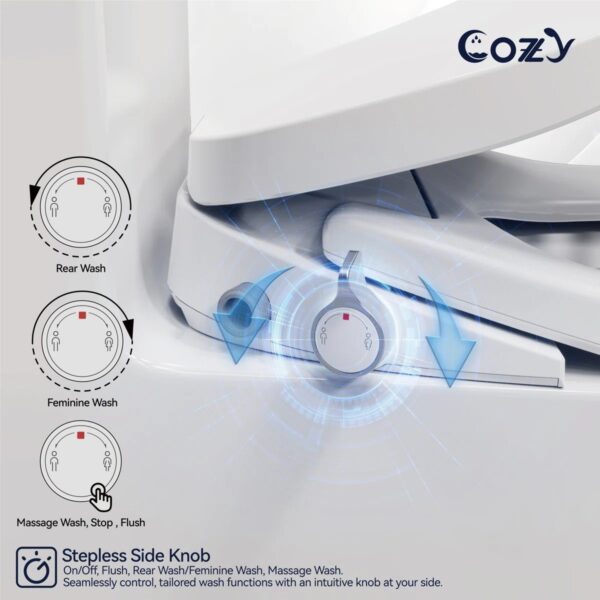 COZY Electric Elongated Bidet Toilet Seat with Self-Cleaning Dual Nozzle