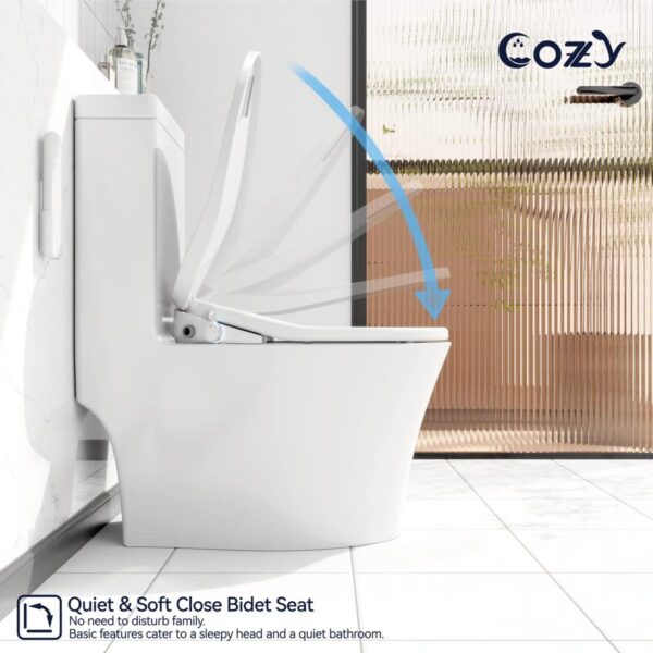 COZY Electric Elongated Bidet Toilet Seat with Self-Cleaning Dual Nozzle